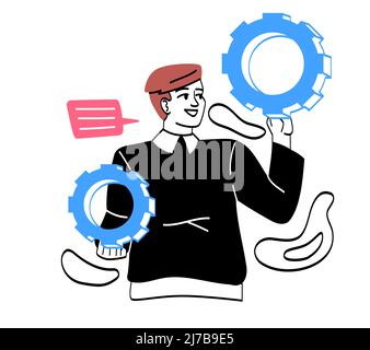People with big items Stock Vector