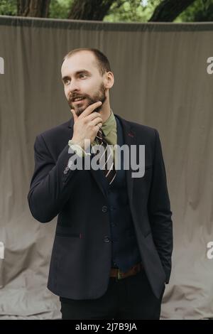 bearded man in a classic suite handsome Stock Photo