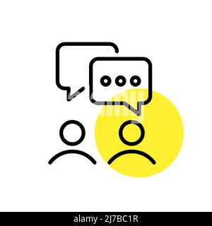Two people messaging. Pixel perfect, editable stroke line art icon Stock Vector