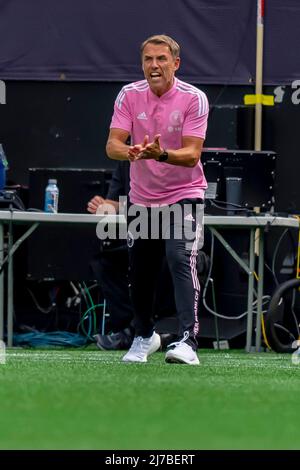 May 7, 2022, Charlotte, North Carolina, United States of America: Inter Miami Head Coach PHIL NEVILLE of England watches his team play Charlotte FC at the Bank of America Stadium in Charlotte, North Carolina, USA.  The Charlotte FC wins the match 1-0 in regulation play. (Credit Image: © Walter G. Arce Sr./ZUMA Press Wire) Stock Photo