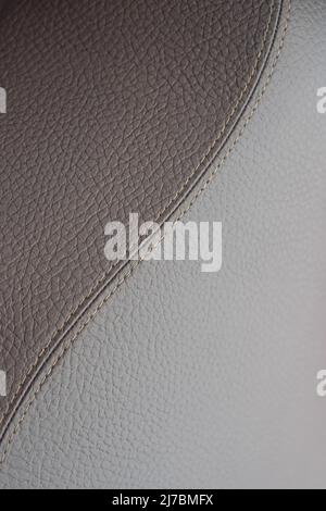 Detail of brown leather texture with a stitching in form of S Stock Photo