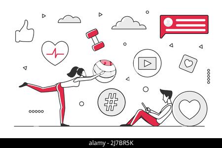 Regular sport physical activity people isometric composition with bike ...