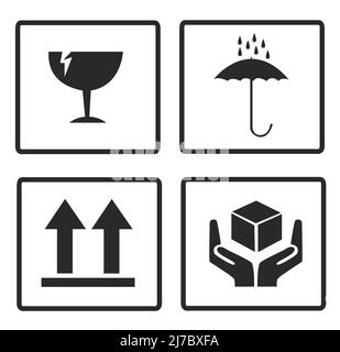 Fragile or Breakable Material packaging symbol Stock Vector