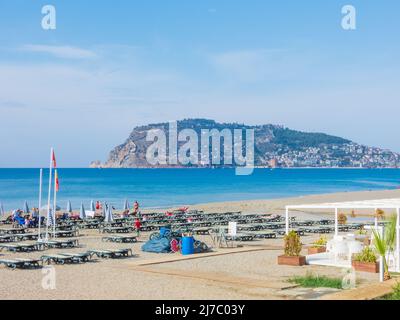 ALANYA, TURKEY - OCT 30, 2021. The tip of the Alanya Peninsula Stock Photo