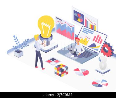Business intelligence innovative technologies. Creative latest generation processing data devices Stock Vector