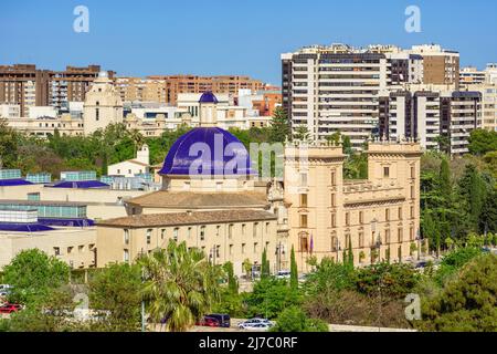 High angle view of the Museum of Fine Arts of Valencia next to the Turia river Stock Photo