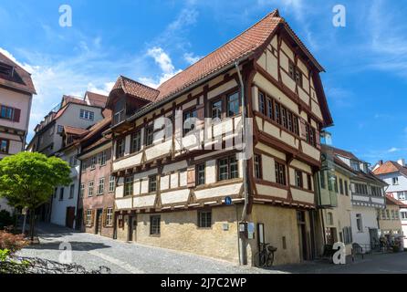 Half-timbered house in Ravensburg, Baden-Wurttemberg, Germany, Europe. Typical houses and streets in Ravensburg downtown. Traditional old German build Stock Photo