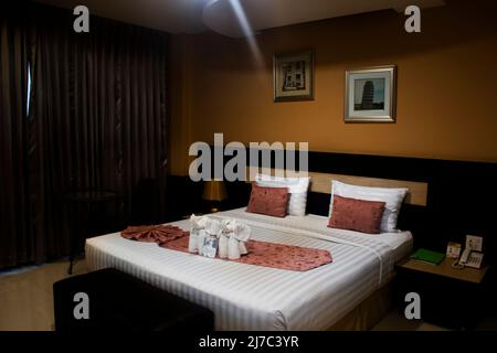 Decorate interior and furniture modern style of elegance vintage retro bedroom boutique style with double bed for customer traveler guest use in resor Stock Photo