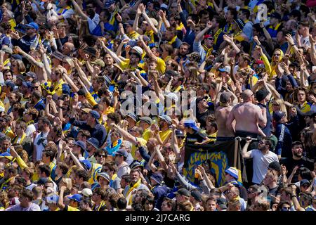 BRUSSELS, BELGIUM - MAY 8: fans of Club Brugge during the Jupiler