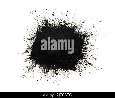 Black toner for a laser printer on a white background. Toner powder isolate. Cartridge Stock Photo
