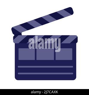 Сlapperboard for making movies, illustration in blue shades Stock Vector