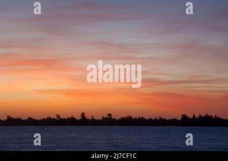 Sunset on the Senegal River. Langue de Barbarie National Park. Saint-Louis. Senegal. Stock Photo