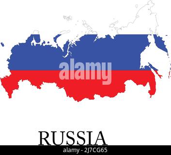 Russia flag map Stock Vector