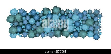 Night plant landscape top view. Wild forest trees and bushes. Isolated on white background. Dark twilight garden. Illustration in flat design. Vector Stock Vector