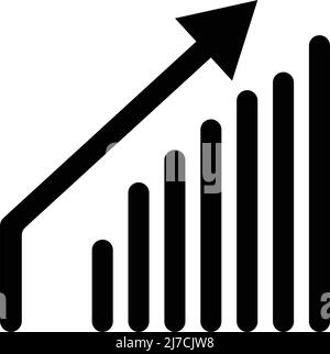 Bar graph silhouette icon. Business performance, investment performance. Editable vector. Stock Vector