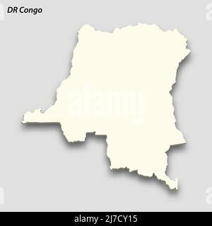 3d isometric map of Congo isolated with shadow. Paper card style vector ...