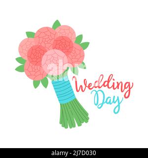 Wedding day colorful bride bouquet vector isolated Stock Vector