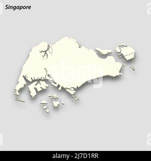 3d isometric map of Singapore isolated with shadow. Paper card style vector illustration Stock Vector