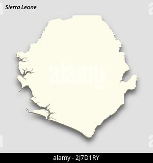 Isometric paper map of Sierra Leone with triangular flag of Sierra ...