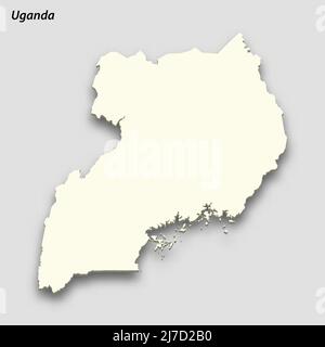 3d isometric Map of Uganda with national flag. Vector Illustration ...