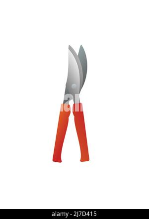 Branch scissors. Agricultural rural garden tool. Isolated on white background. Vector. Stock Vector
