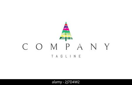 Vector logo on which an abstract image of multi-colored ice cream in the form of a Christmas tree. Stock Vector