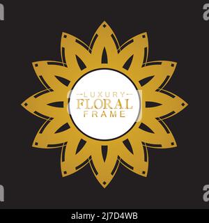 Gold ornamental round, Decorative art frame, Abstract vector floral ornament border, porcelain pattern design. Stock Vector