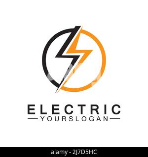 lightning thunder bolt electricity logo design template Stock Vector