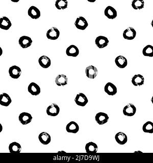 Seamless pattern with grunge vector black circles. Stock Vector