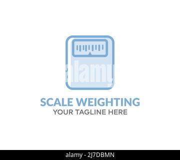 Weight scale device, checking his weight logo design. Diet and losing weight concept vector design and illustration. Stock Vector