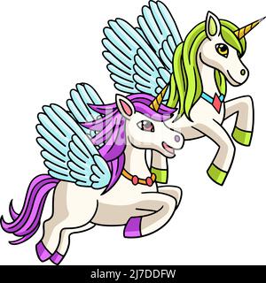 Flying Unicorn Cartoon Colored Clipart Stock Vector Image &amp; Art - Alamy