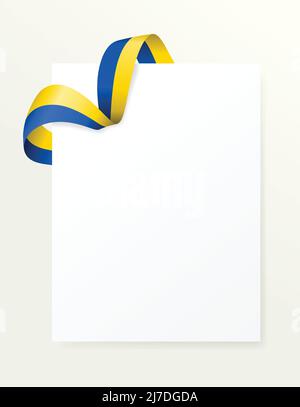 Ukraine flag ribbons white document Stock Vector