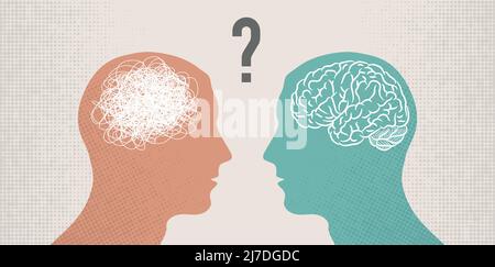 Different men heads conversation Stock Vector