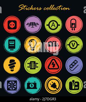 Electricity vector icons for user interface design Stock Vector