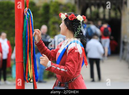 Maypole Kent Maypole dancing for May Day at historic Hever Castle in Kent, UK Stock ...