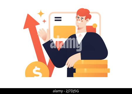 Financial investment via mobile phone app vector illustration Stock Vector