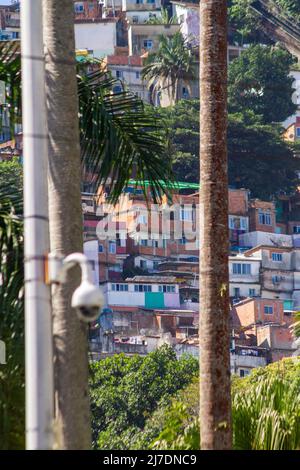 Santa Marta Favela seen from Botafogo neighborhood in Rio de Janeiro. Stock Photo