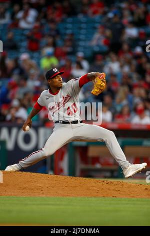 Anaheim, CA. May 7, 2022, Washington Nationals pitcher Josiah Gray (40)  pitches the ball during an MLB regular season game against the Los Angeles  Angels, Saturday, May 7, 2022, in Anaheim, CA. (