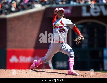 May 08 2022 San Francisco CA, U.S.A. San Francisco left fielder LaMonte  Wade Jr. (31) takes a big swing up at bat during MLB game between the St.  Louis Cardinals and the