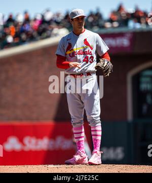 San Francisco CA, U.S.A. May 08 2022, St. Louis starting pitcher Dakota Hudson (43) on the mound during MLB game between the St. Louis Cardinals and the San Francisco Giants in the third inning at Oracle Park San Francisco Calif. Thurman James/CSM Stock Photo