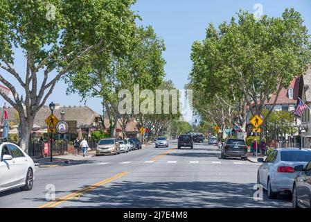 An April day in the city of Solvang, California, USA. Stock Photo