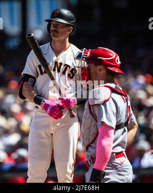 St. Louis Cardinals new right fielder Lars Nootbaar checks his bat before  stepping into the batters box against the Pittsburgh Pirates in the second  inning at Busch Stadium in St. Louis on