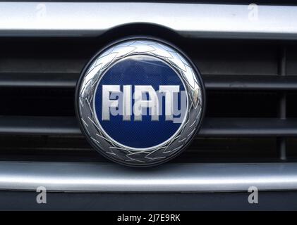 Fiat badge, pictured on the grille of a Fiat Ducato Van Stock Photo