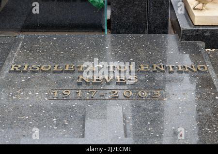 The granite tomb of Risoleta Tolentino Neves, wife of Tancredo Neves. A brazilian president that died before assume his position in office. Stock Photo