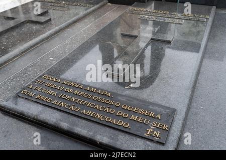 Tancredo Neves epitaph saying: 'My beloved land, you will have my bones what will be my last identification of my being with this blessed corner' Stock Photo