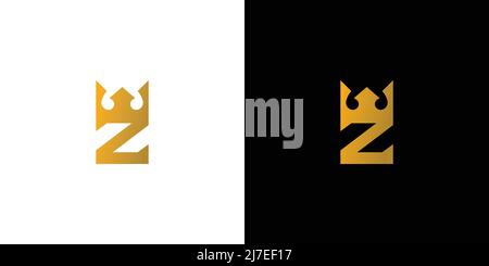 Modern and unique letter Z initial king crown logo design Stock Vector