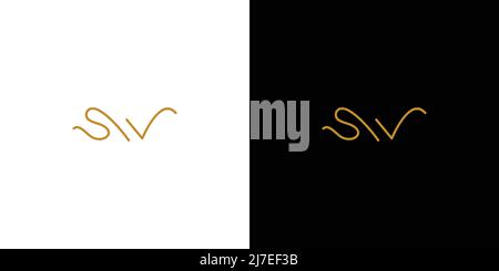 modern and unique handwritten letter SW initials logo design Stock Vector