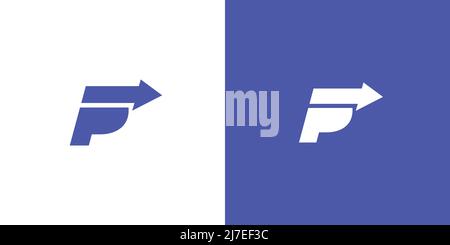 Unique and attractive letter P initial direction logo design Stock Vector