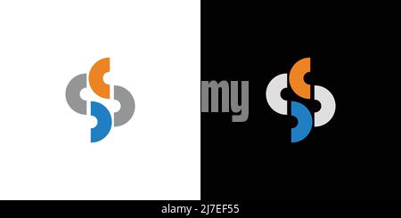 Simple and colorful letter SS initials logo design Stock Vector
