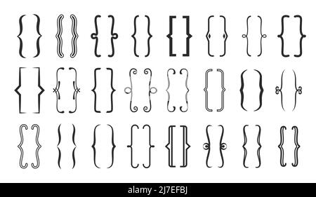 Curly braces punctuation mark black icon. Vintage drawing brackets symbol  for typing or typography. Ornament and vector eps isolated design element  concept for messages and quotes 6457861 Vector Art at Vecteezy
